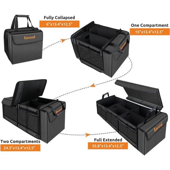 Car Trunk Organizer with Portable Leakproof Cooler Bag,Foldable Cover,Adjustable - Picture 2 of 7
